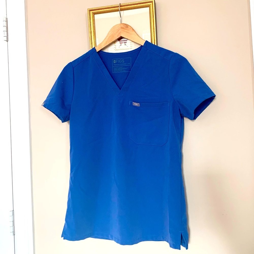 Figs Scrub One Pocket Top - Royal Blue XS